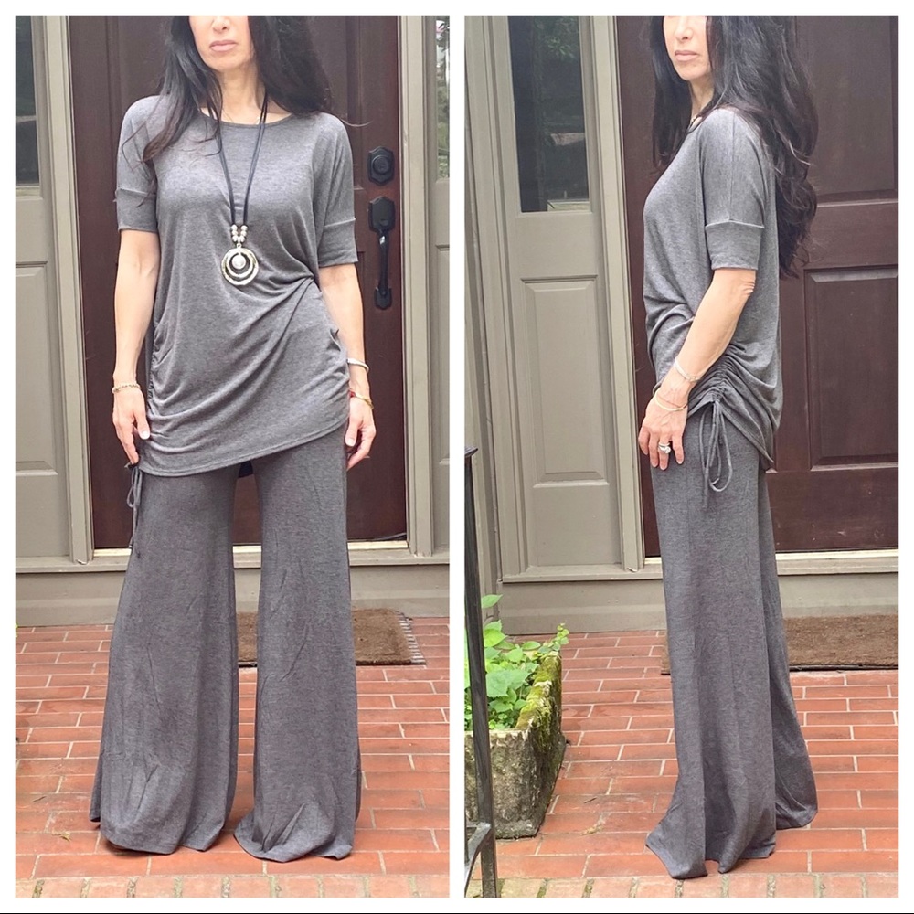 ✨RESTOCKED✨CHARCOAL GREY FABULOUS WIDE LEG PANTS - Picture 6 of 8